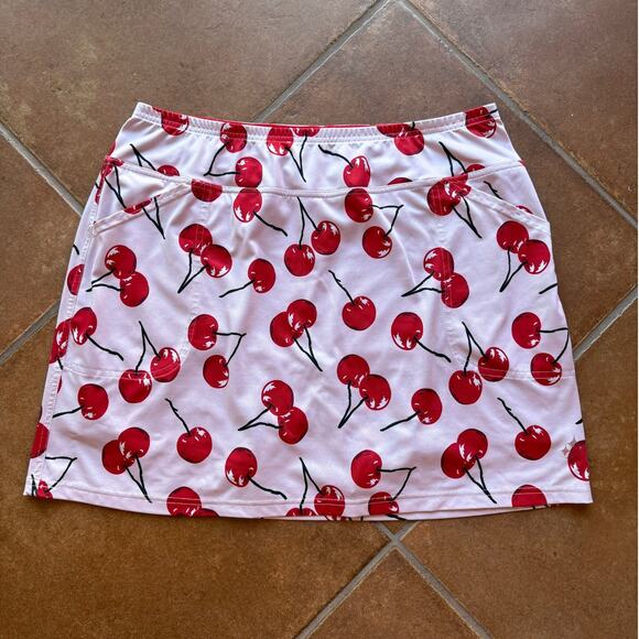 JoFit Cherries Pink and Red Soft Performance Skort with Pockets Golf + size XL - Picture 8 of 9